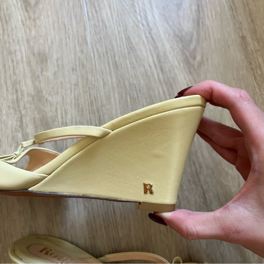 Rouje Paris Eve Wedge Mules Nappa Butter Yellow Size 37 - Picture 10 of 16